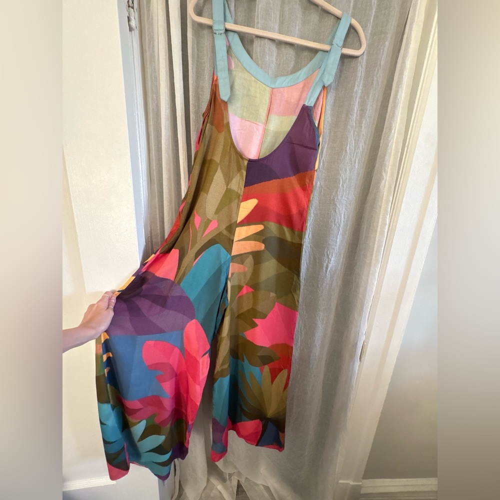 Farm Rio Anthropologie Multicolor Abstract Floral Carioca Winter Jumpsuit size S - Picture 10 of 16